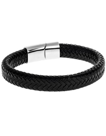 Βραχιόλι Senza Men's Steel Leather Strap - SSD3261