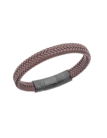 Βραχιόλι Senza Men's Stainless Steel - Brown Leather Strap - SSD3261BBN