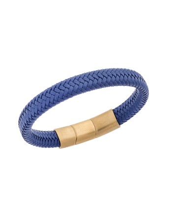 Βραχιόλι Senza Men's Stainless Steel - Blue Leather Strap - SSD3261GBL