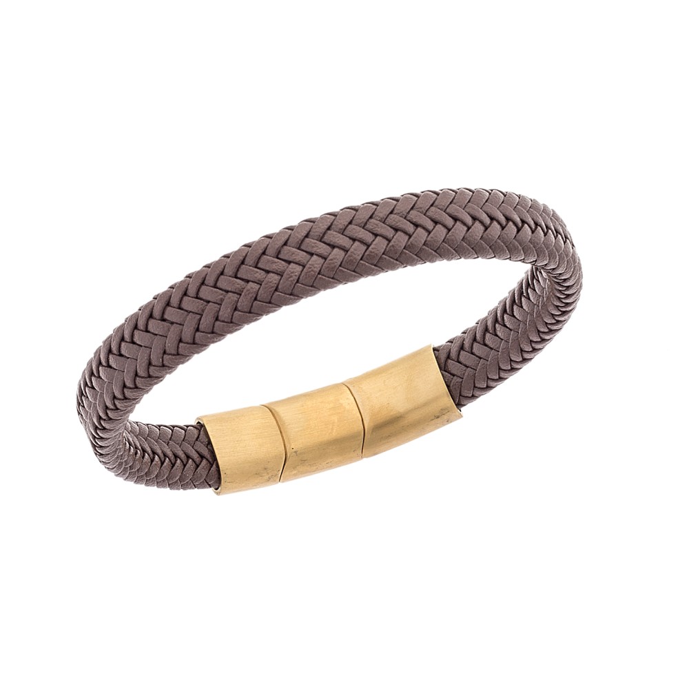 Βραχιόλι Senza Men's Stainless Steel - Brown Leather Strap - SSD3261GBN