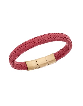 Βραχιόλι Senza Men's Stainless Steel - Red Leather Strap - SSD3261GRD