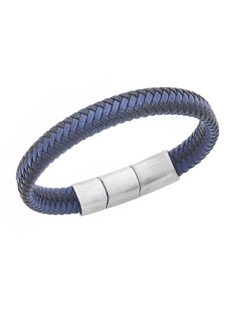 Βραχιόλι Senza Men's Stainless Steel - Black Leather Strap - SSD3261SBKBL