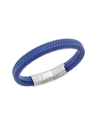 Βραχιόλι Senza Men's Stainless Steel - Blue Leather Strap - SSD3261SBL