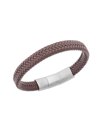 Βραχιόλι Senza Men's Stainless Steel - Brown Leather Strap - SSD3261SBN