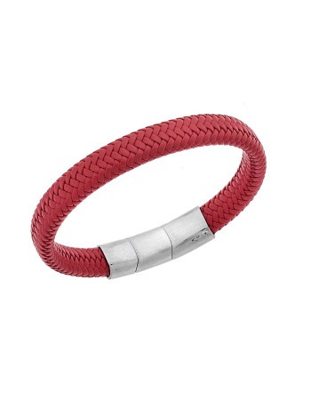 Βραχιόλι Senza Men's Stainless Steel - Red Leather Strap - SSD3261SRD