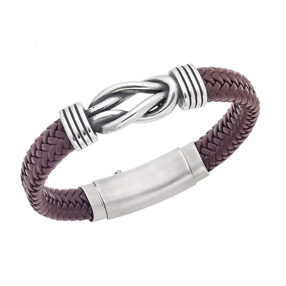 Βραχιόλι Senza Men's Steel Brown Leather Strap - SSD3268BN