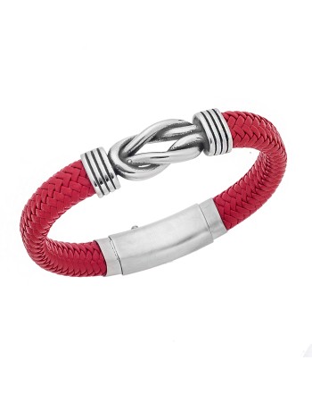 Βραχιόλι Senza Men's Steel Red Leather Strap - SSD3268RD