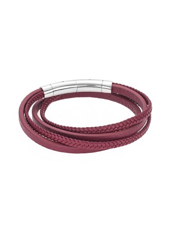 Βραχιόλι Senza Men's Steel Red Leather Strap - SSD3365RD