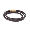 Βραχιόλι Senza Men's Steel Brown Leather Strap - SSD3368GBN