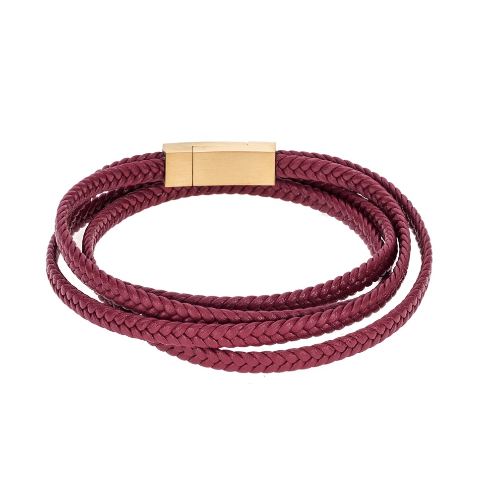 Βραχιόλι Senza Men's Steel Red Leather Strap - SSD3368GRD