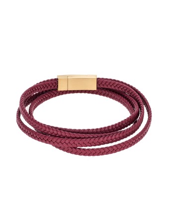 Βραχιόλι Senza Men's Steel Red Leather Strap - SSD3368GRD