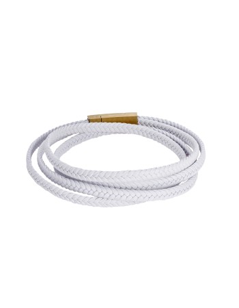 Βραχιόλι Senza Men's Steel White Leather Strap - SSD3368GWH