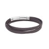 Βραχιόλι Senza Men's Steel Brown Leather Strap - SSD3368SBN