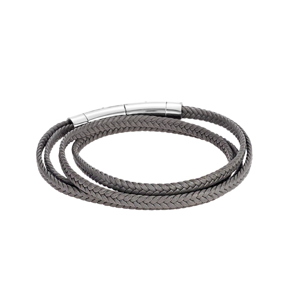 Βραχιόλι Senza Men's Steel Grey Leather Strap - SSD3368SGY