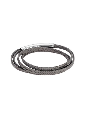 Βραχιόλι Senza Men's Steel Grey Leather Strap - SSD3368SGY