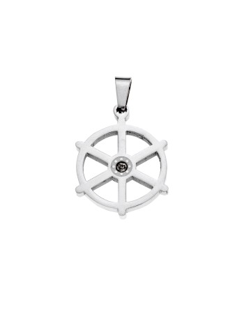 Μοτίφ Senza Men's Steel, Ναυτικό τιμόνι με λευκή πέτρα - SSD3908