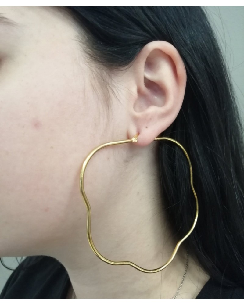 Σκουλαρίκια Senza Steel 6,5 cm Gold Plated - SSD4079GD