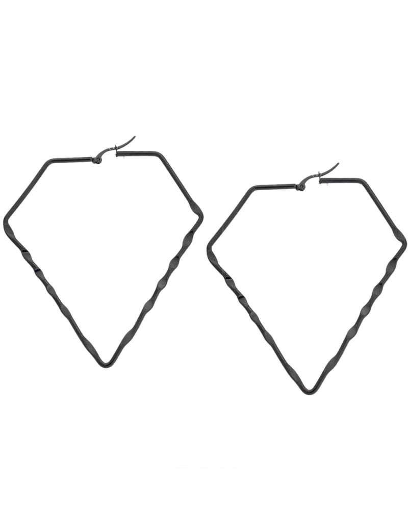 Σκουλαρίκια Senza Steel 8X7 cm Black Plated - SSD4090BK