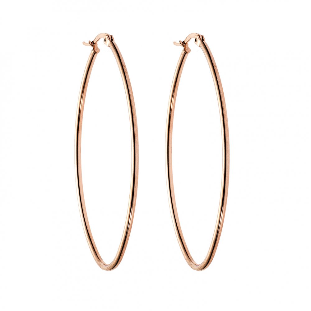 Σκουλαρίκια Senza Steel 6X4 cm Rose Gold Plated - SSD4098RG