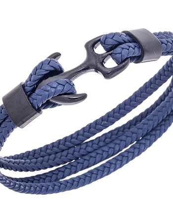 Βραχιόλι Senza Men's Steel Blue Leather Strap - SSD4225BLBK