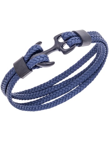 Βραχιόλι Senza Men's Steel Blue Leather Strap - SSD4225BLBK