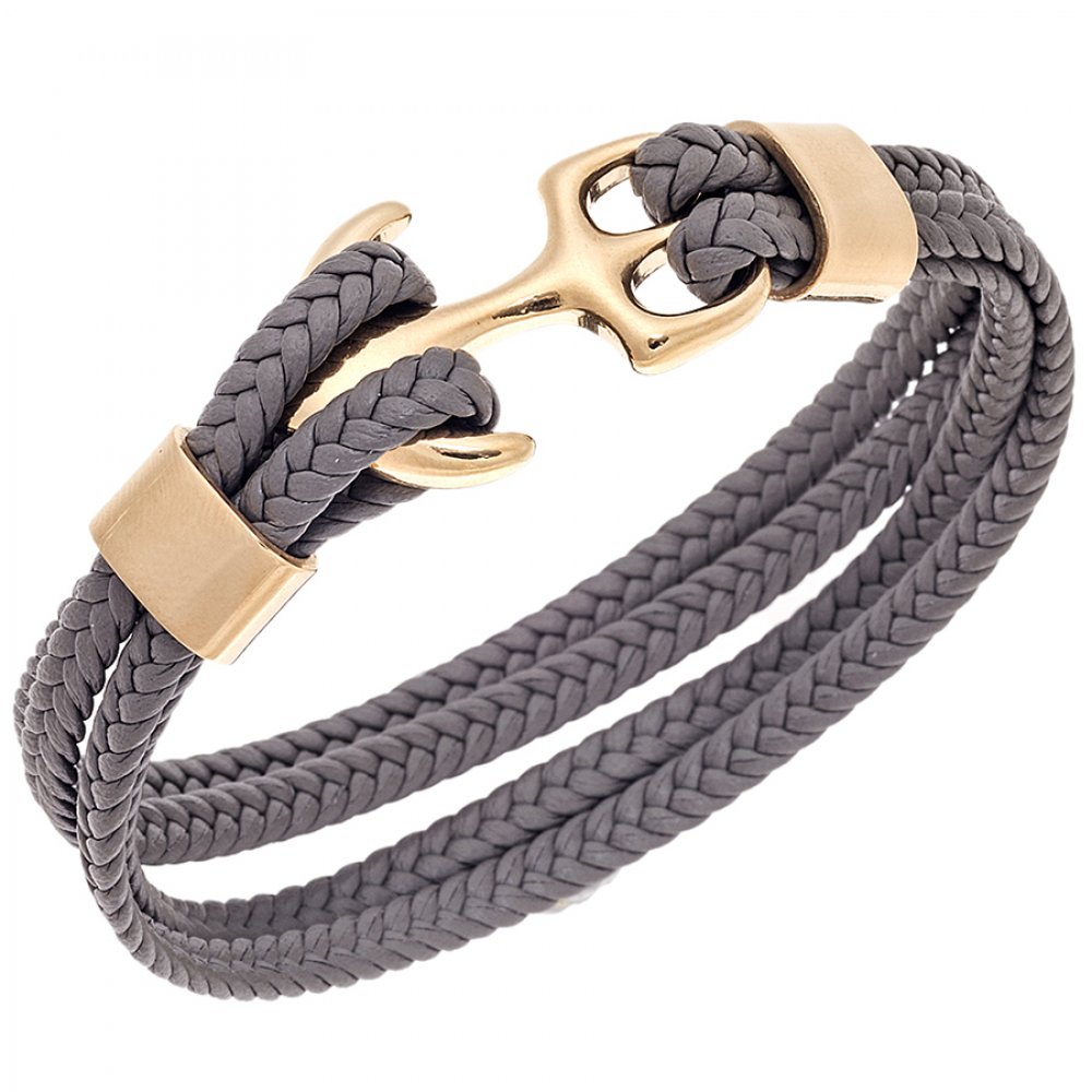 Βραχιόλι Senza Men's Steel Grey Leather Strap - SSD4225GRD