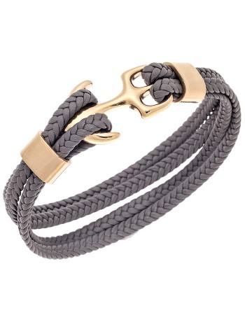 Βραχιόλι Senza Men's Steel Grey Leather Strap - SSD4225GRD