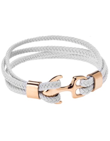 Βραχιόλι Senza Men's Steel White Leather Strap - SSD4225GWH