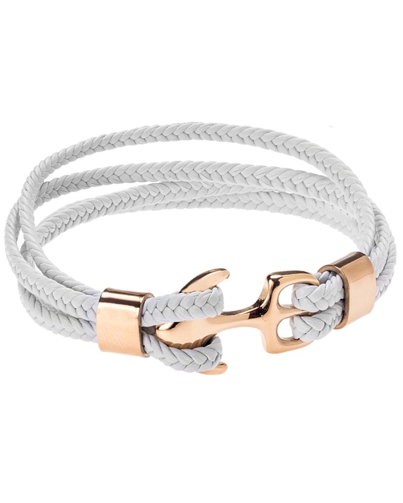 Βραχιόλι Senza Men's Steel White Leather Strap - SSD4225GWH