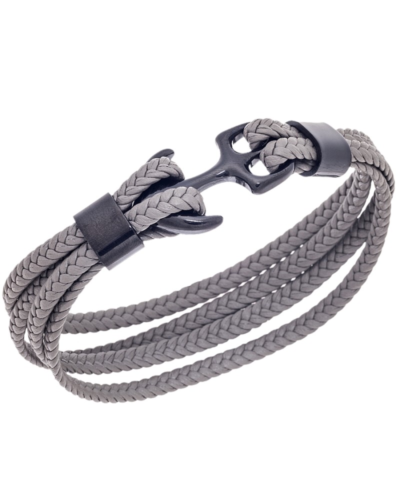 Βραχιόλι Senza Men's Steel Grey Leather Strap - SSD4225GYB