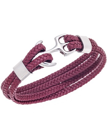 Βραχιόλι Senza Men's Steel Red Leather Strap - SSD4225RD