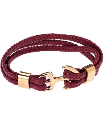 Βραχιόλι Senza Men's Steel Red Leather Strap - SSD4225RDG