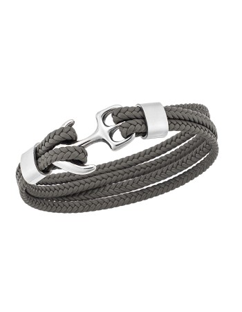 Βραχιόλι Senza Men's Steel Grey Leather Strap - SSD4225SGY