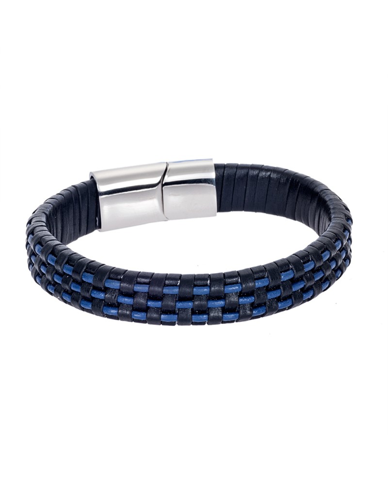 Βραχιόλι Senza Men's Steel Leather Strap - SSD4245BB