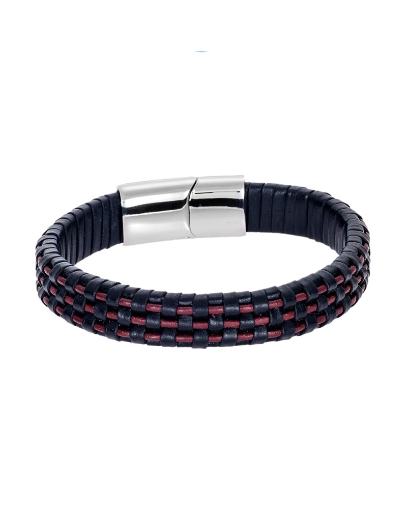 Βραχιόλι Senza Men's Steel Leather Strap - SSD4245RB