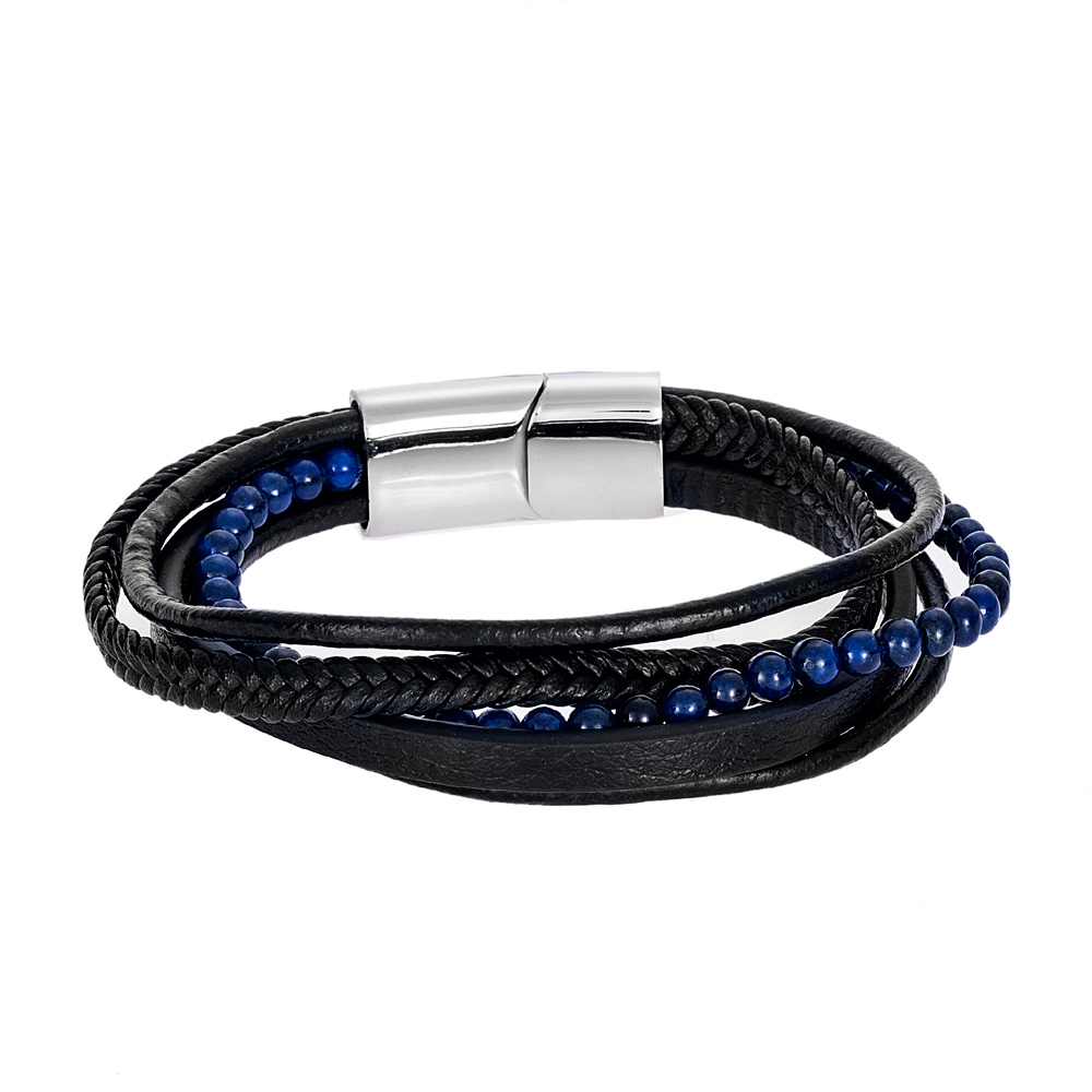 Βραχιόλι Senza Men's Steel Leather Strap - SSD4248