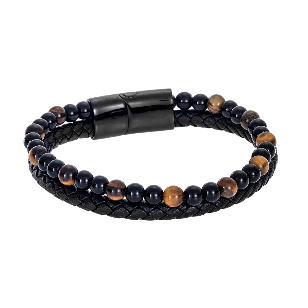 Βραχιόλι Senza Men's Steel Leather Strap - SSD4249