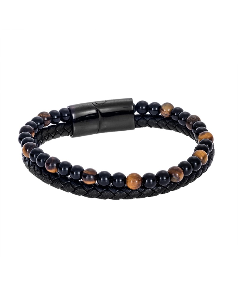 Βραχιόλι Senza Men's Steel Leather Strap - SSD4249