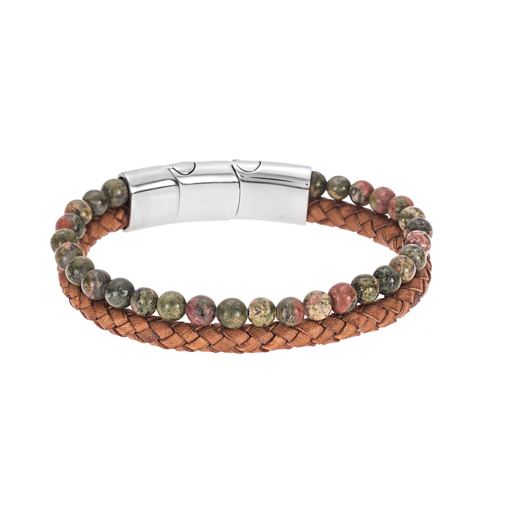 Βραχιόλι Senza Men's Steel Brown Leather Strap - SSD4249BNGN