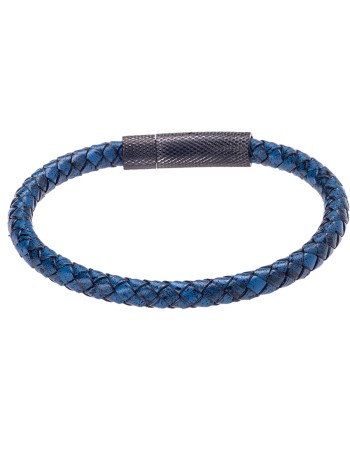 Βραχιόλι Senza Men's Steel Dark Blue Leather Strap - SSD4251-1BL