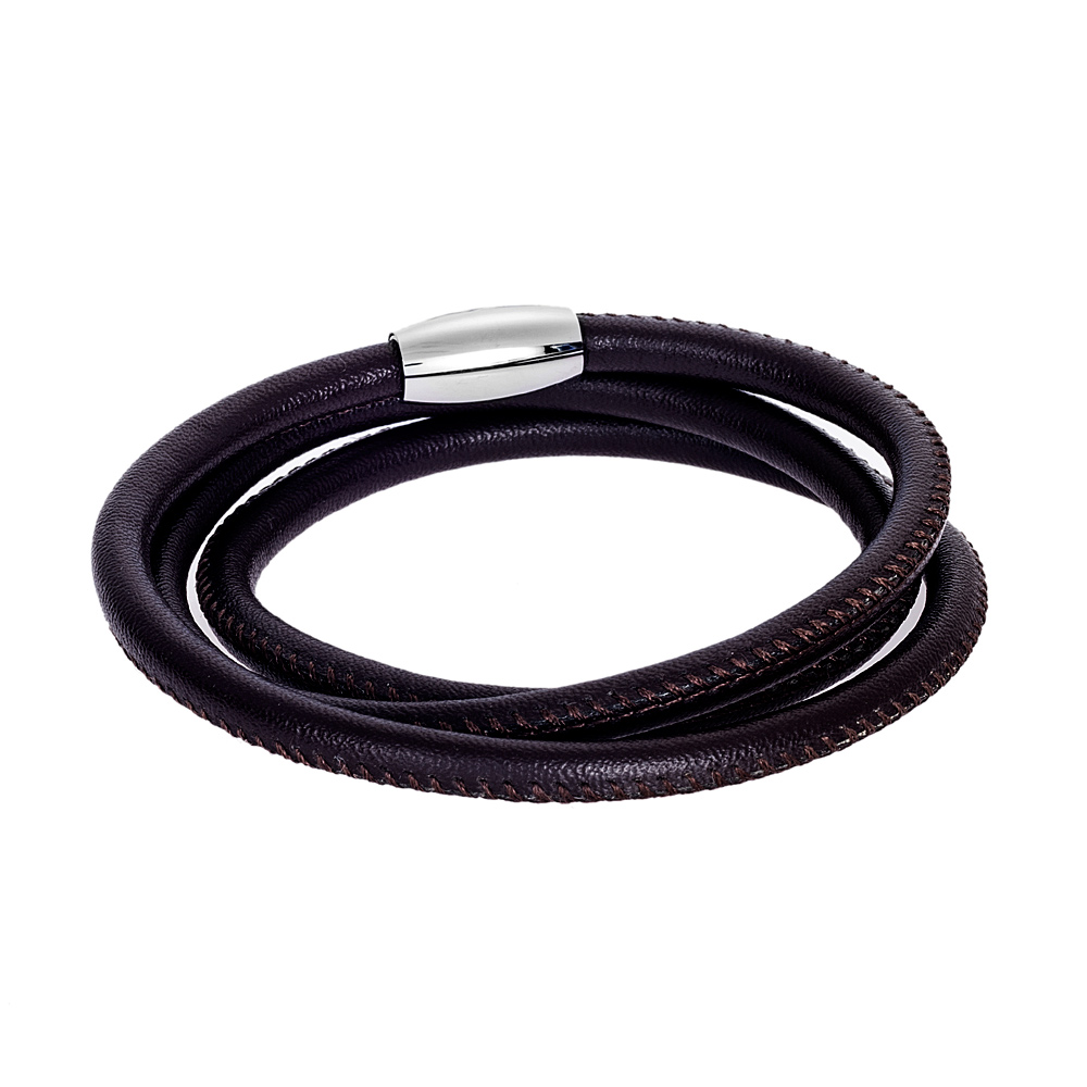 Βραχιόλι Senza Men's Steel Leather Strap - SSD4256BN