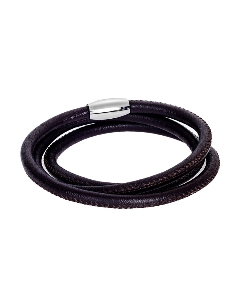 Βραχιόλι Senza Men's Steel Leather Strap - SSD4256BN