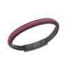 Βραχιόλι Senza Men's Steel Black & Red Leather Strap - SSD4258-1BRD