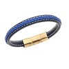 Βραχιόλι Senza Men's Steel Black & Blue Leather Strap - SSD4258-1GBL
