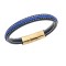 Βραχιόλι Senza Men's Steel Black & Blue Leather Strap - SSD4258-1GBL