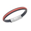 Βραχιόλι Senza Men's Steel Black & Orange Leather Strap - SSD4258-1SOE