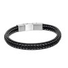 Βραχιόλι Senza Men's Steel Leather Strap - SSD4258BK