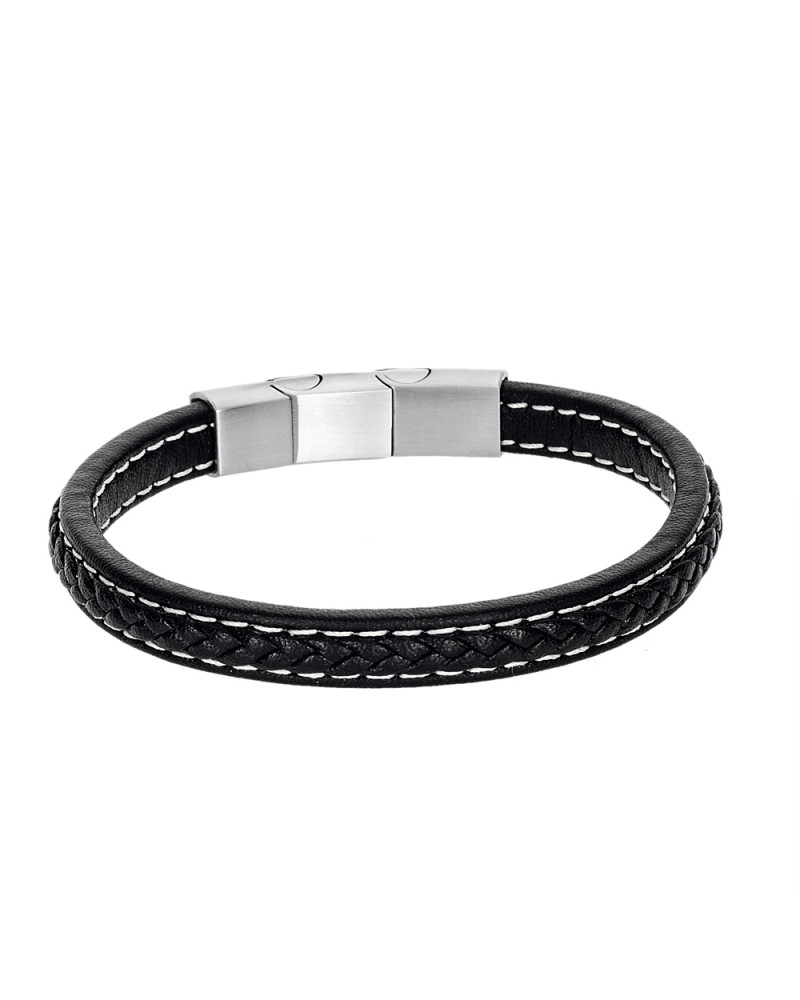 Βραχιόλι Senza Men's Steel Leather Strap - SSD4258BK