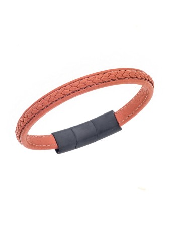 Βραχιόλι Senza Men's Steel Orange Leather Strap - SSD4258BOE