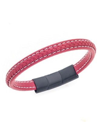 Βραχιόλι Senza Men's Steel Red Leather Strap - SSD4258BRD